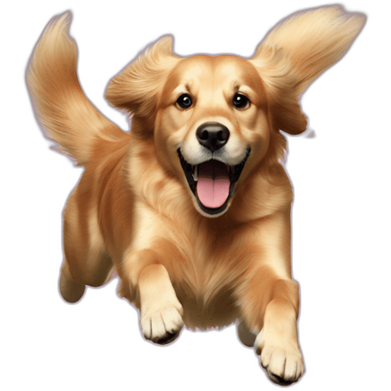 Agility dog golden retriever in the jumping emoji