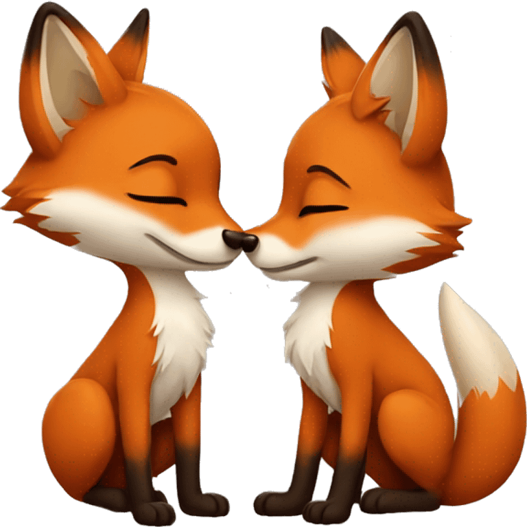 Two foxes kissing  emoji