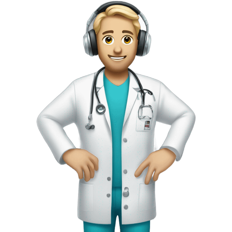 White doctor as a dj  emoji