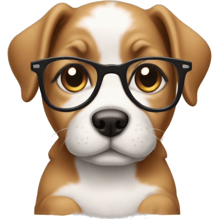 Puppy wearing glasses emoji