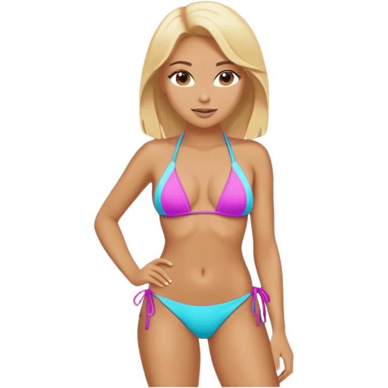 tan girl blonde hair bikini supermodel proportiosn emoji