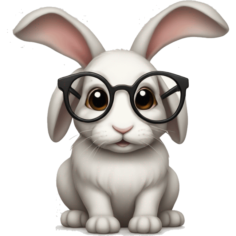 Lop eared bunny wearing round glasses emoji