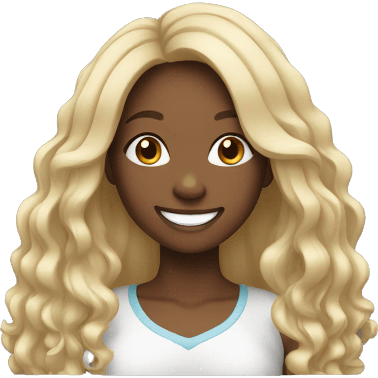 Happy smile black girl with long hair  emoji