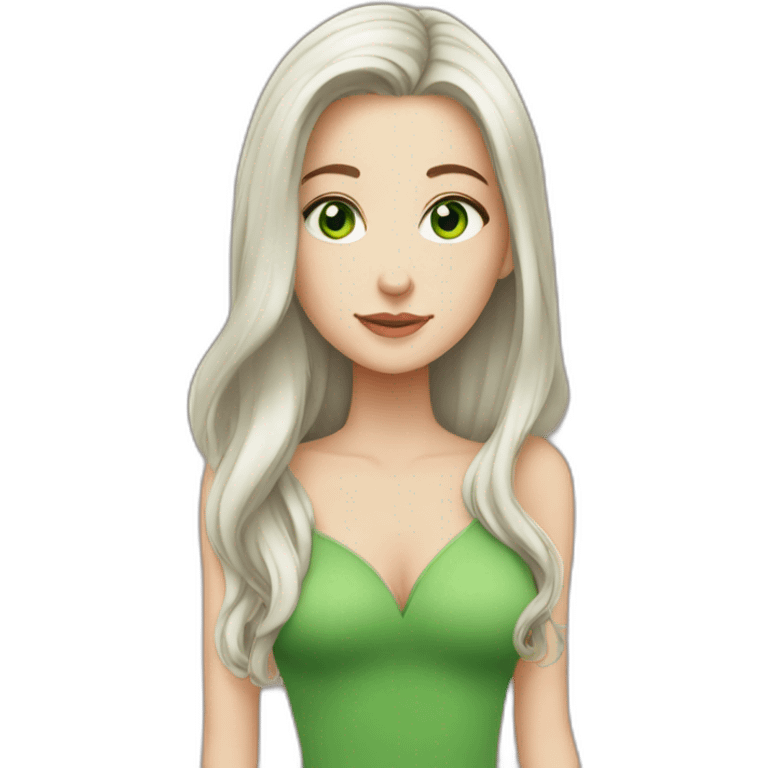 White girl with Green eyes and long chocolaté hair emoji