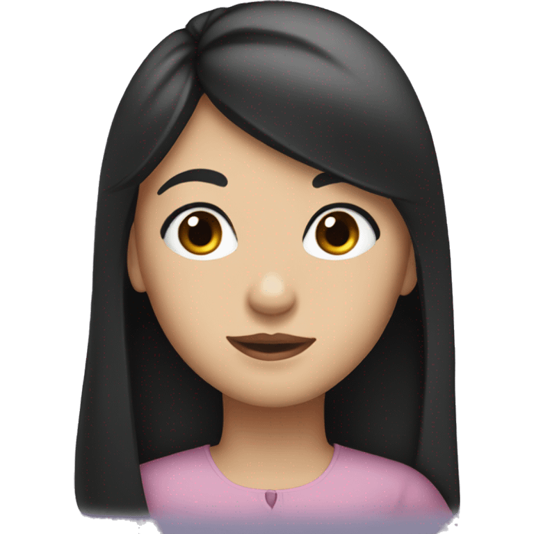 Girl with black straight hair and a bow emoji