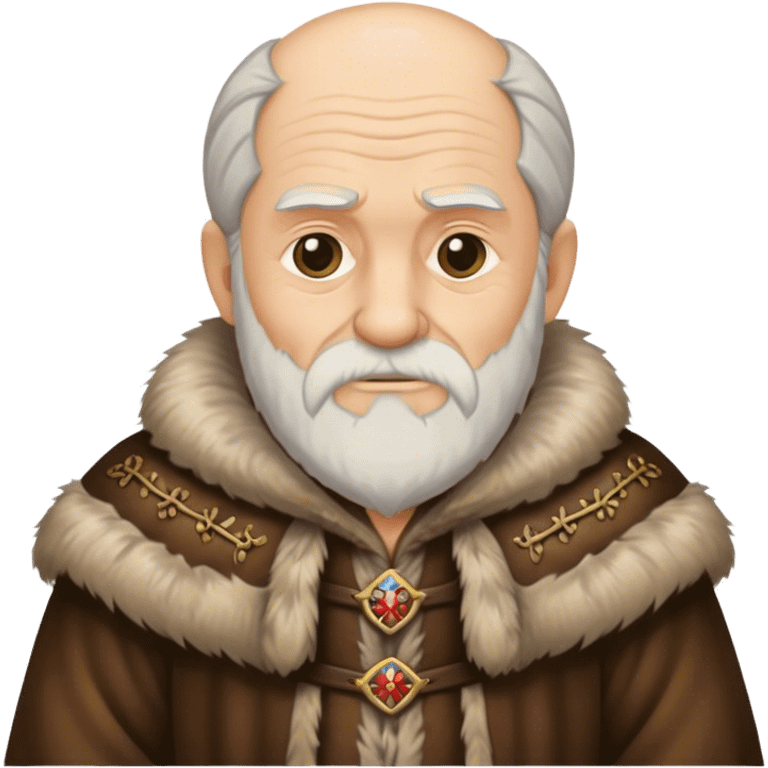 Old man wear Medieval fur coat emoji