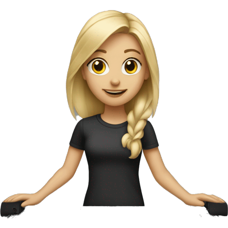 Audio technician blonde girl with an audio desk emoji