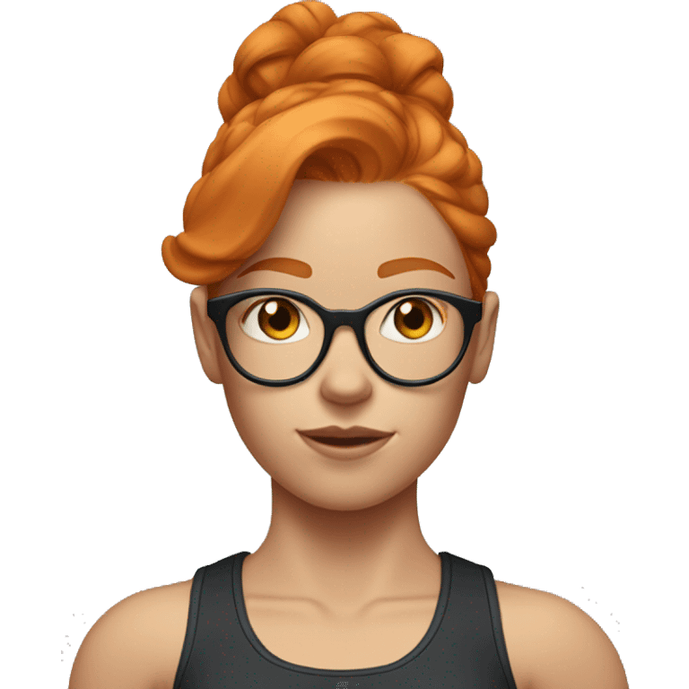 Ginger hair girl with eyeglasses and very aesthetic gym outfit lifting weights  emoji