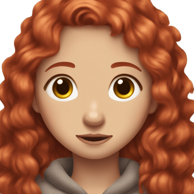 cottagecore cocooning girl red ginger hair wavy brown eyes emoji