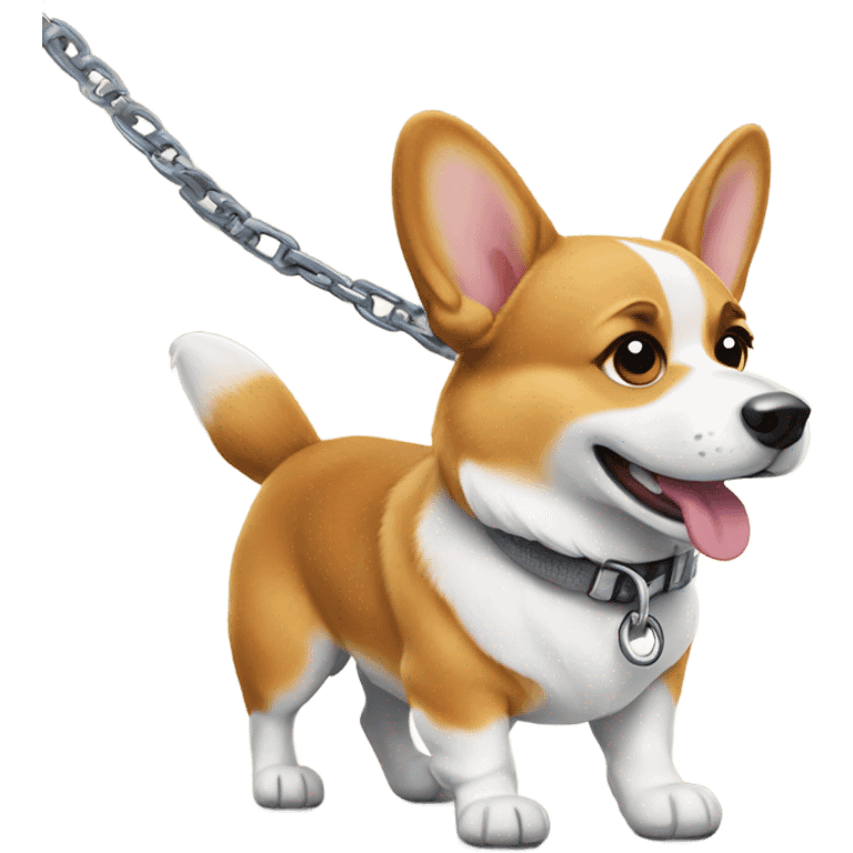 one corgi dog walking with leash  emoji