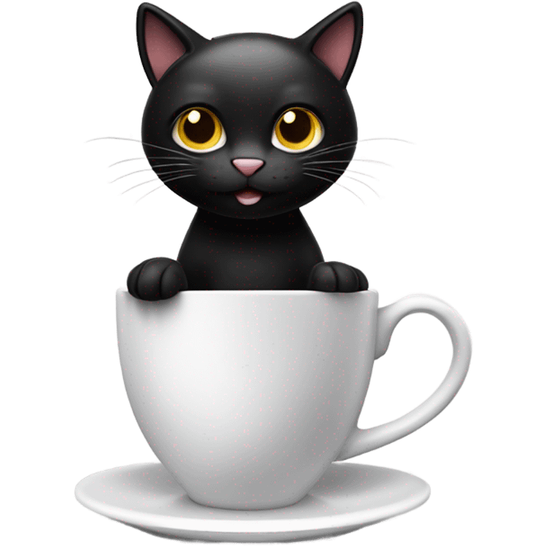 black cat drinking coffee emoji