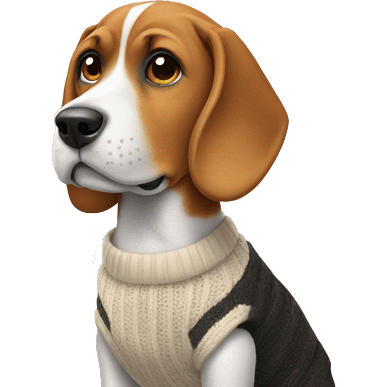 A beagle wearing a sweater emoji