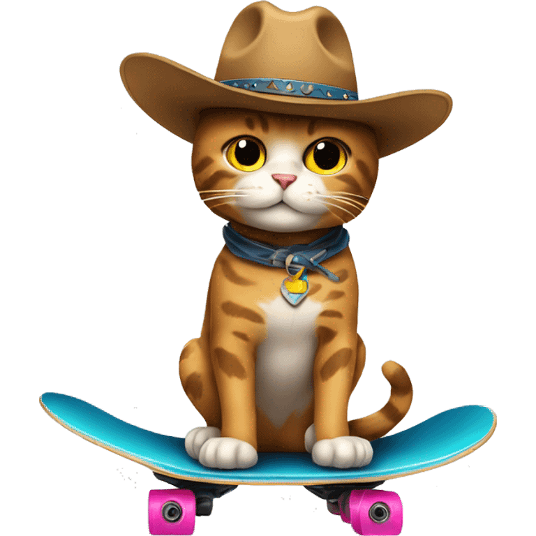 a cool cowboy cat on skateboard emoji