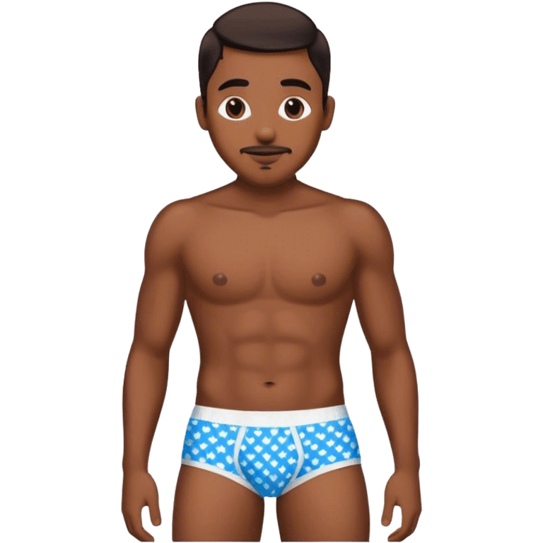 Blue heart patterned men’s briefs brown skin emoji