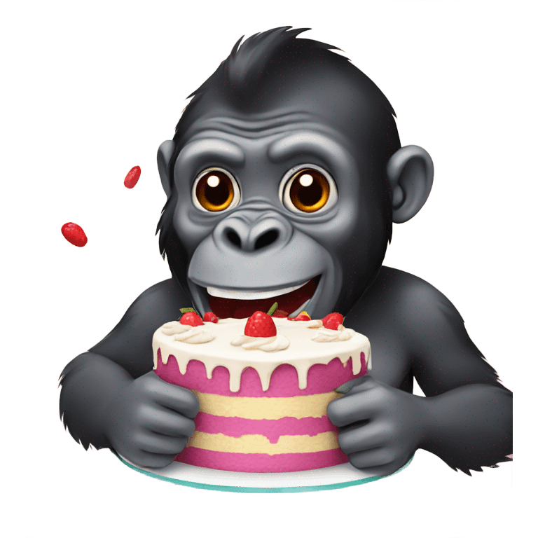 Gorilla eating cake emoji