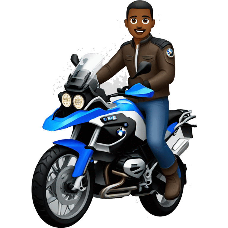 motorcycle bmw gs 1250 black male rider on bike dark hair blue eyes emoji