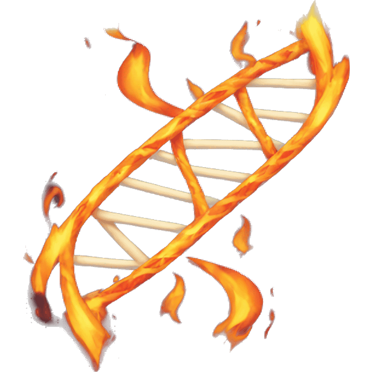 DNA strand with flames emoji