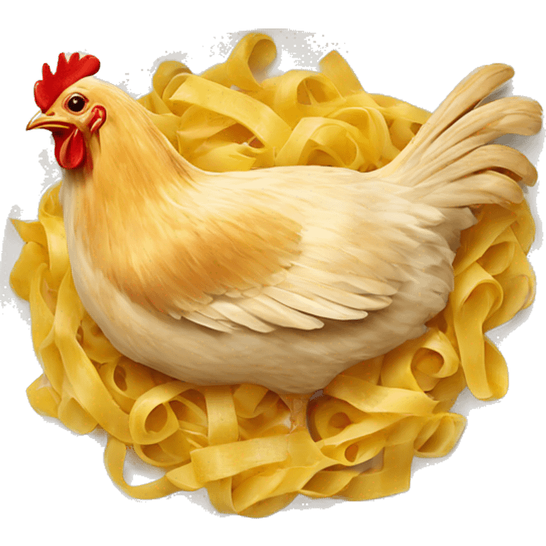 Chicken eating fettuccine emoji