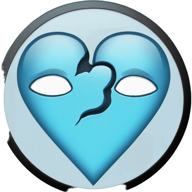 Broken heart having colour half part lightblue and other half part black with black border and light blue background  emoji