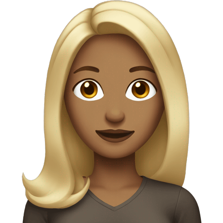 woman with blonde and brown highlights in hair emoji