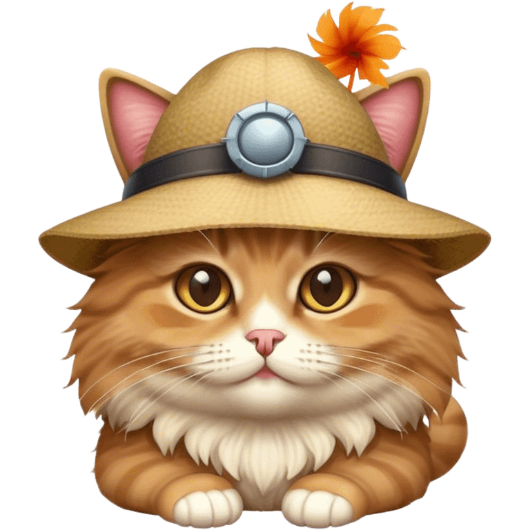 Fluffy cat with propeller hat emoji