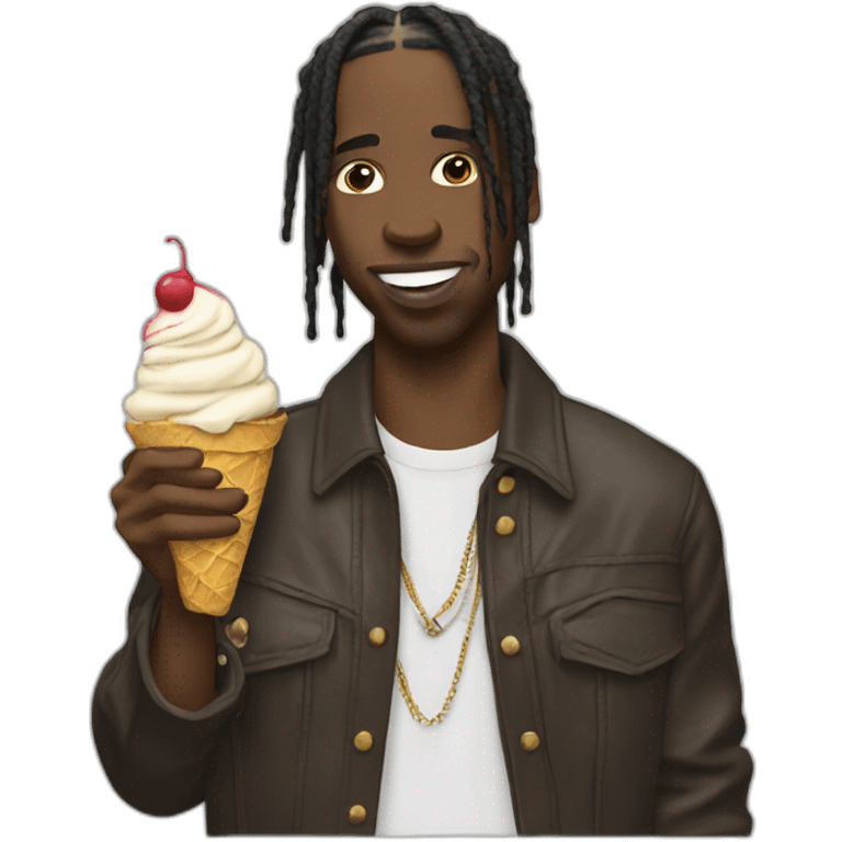 Travis Scott holding an ice cream emoji