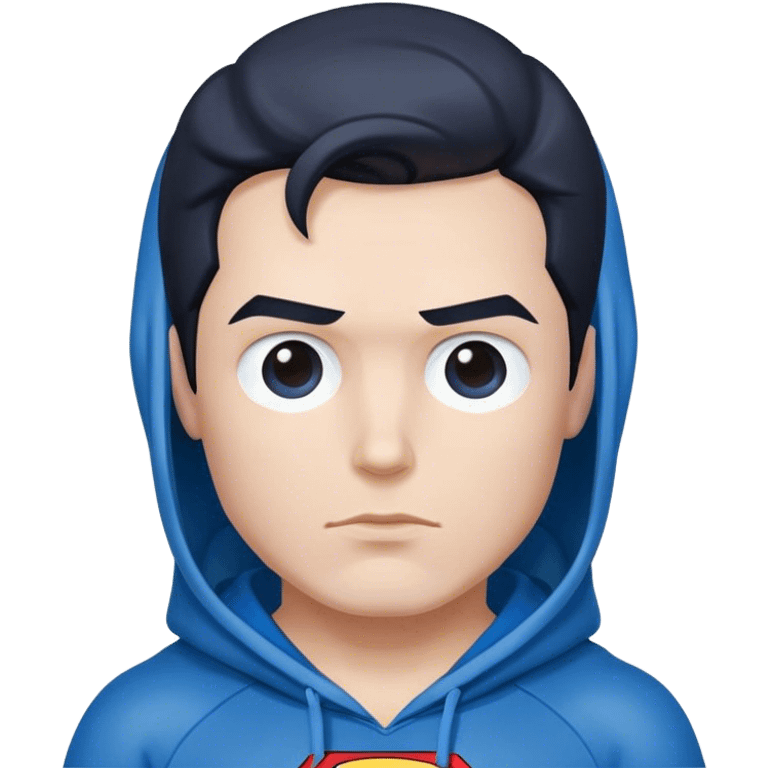 Superman wearing a blue hoodie emoji