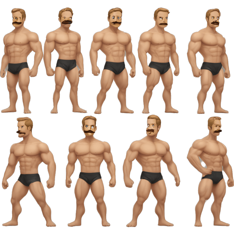 Muscular jock with mustache under wear realistic emoji