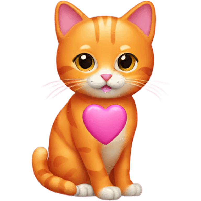 orange cat with pink hearts emoji