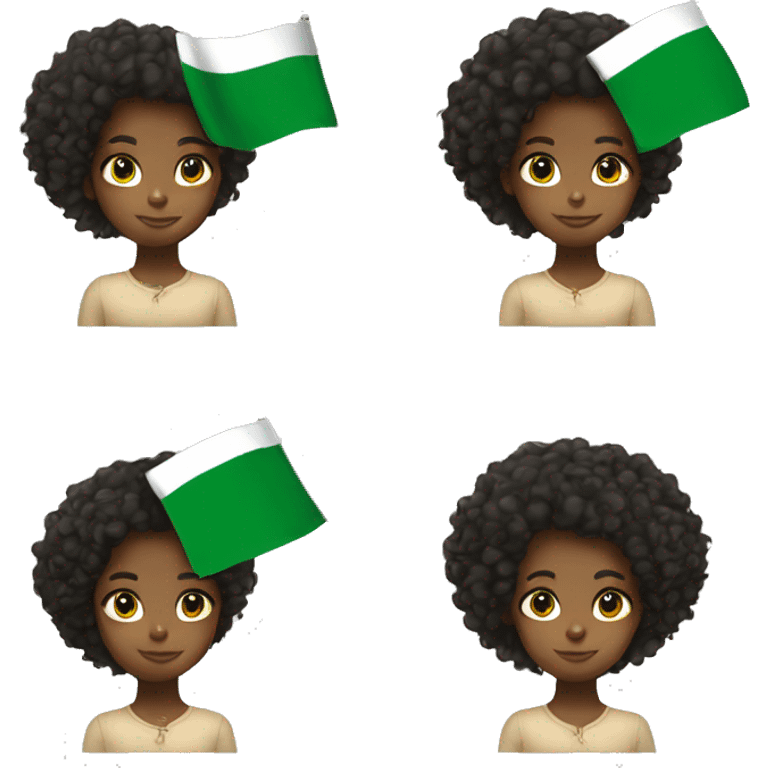 Girl with a curly hair and having a nigerian flag  emoji