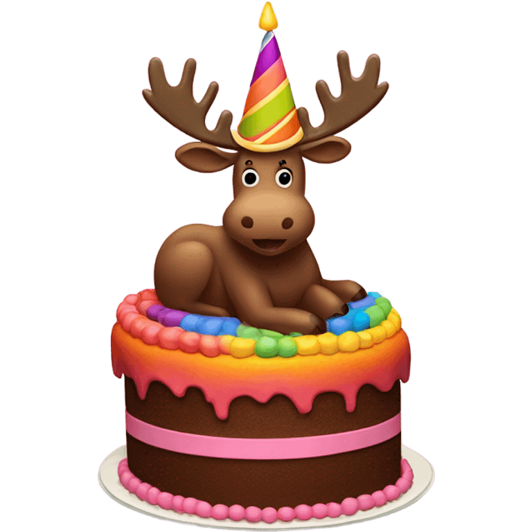 A moose sitting on a cake emoji