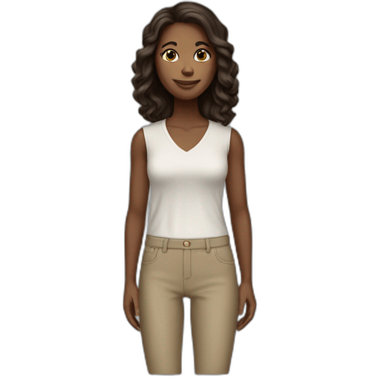 white woman dark brown hair full body emoji