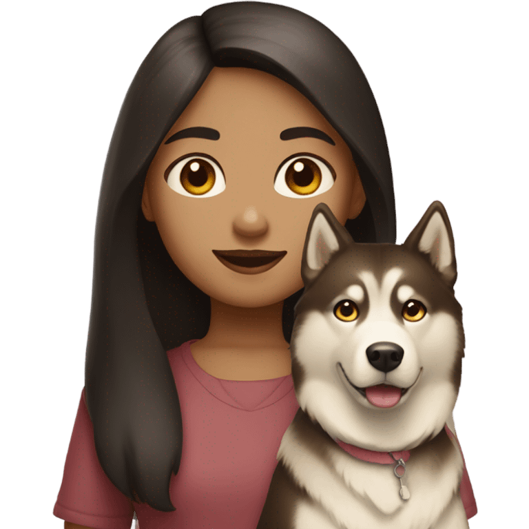 A girl Dark brown  hair next to a light dorée  Husky emoji