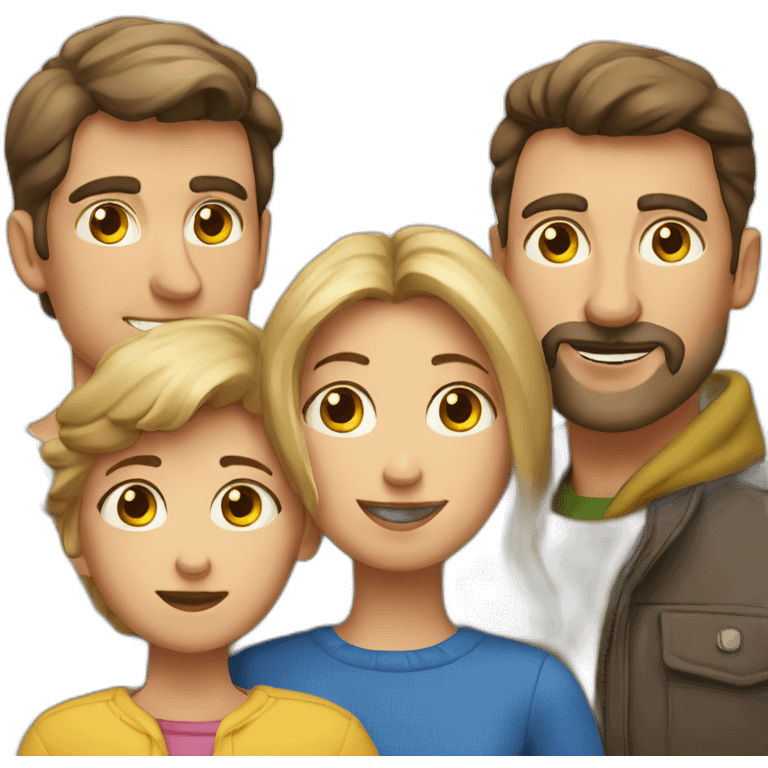 5 person European Family together consisting of 1 Man, 1 Woman and 3 Boys emoji