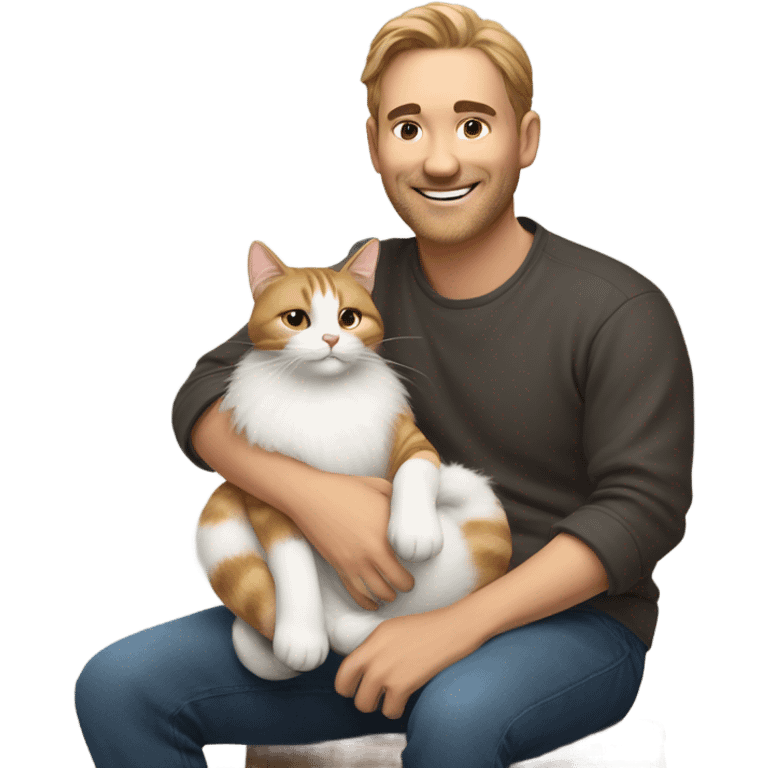 Man with cute cat emoji