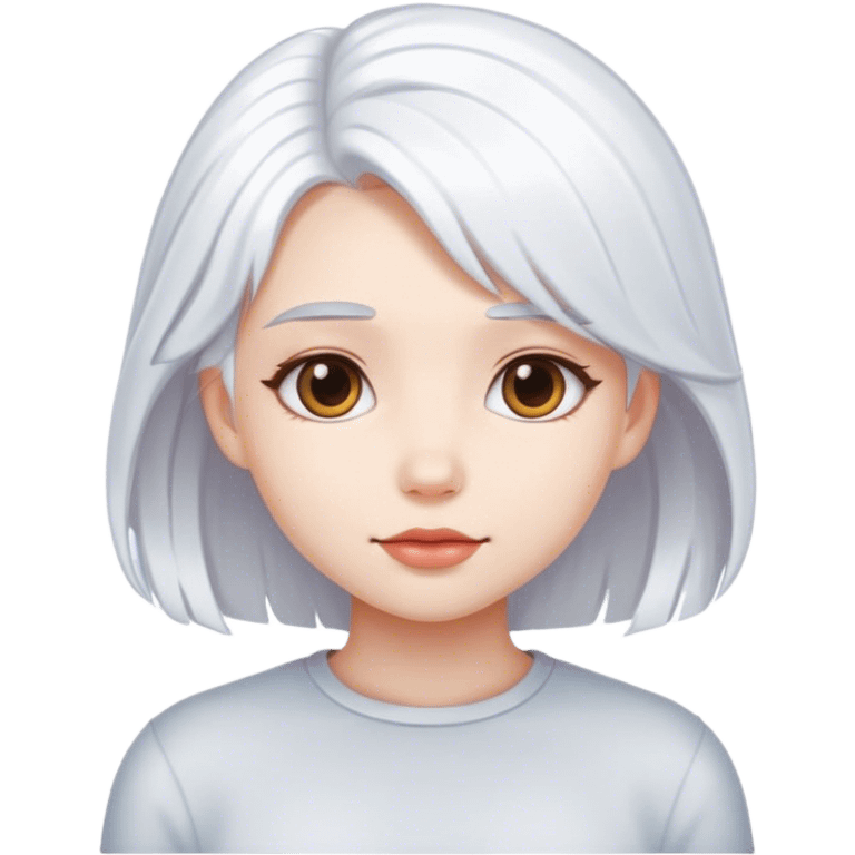 A cute girl wHo have a white hair emoji