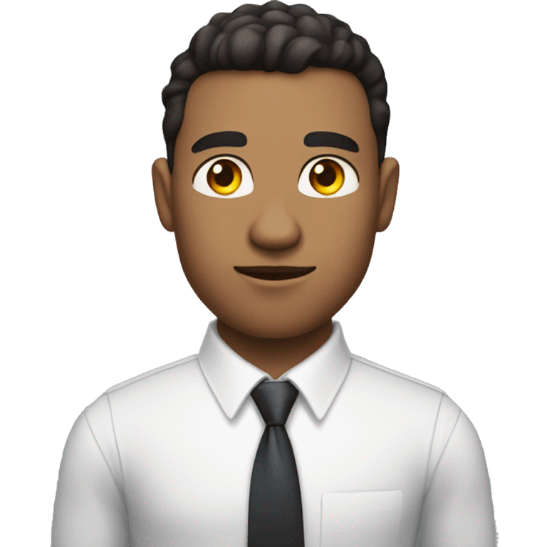 a mid muscular lightskin guy wearing a white shirt with a tie and crossing his arms front emoji