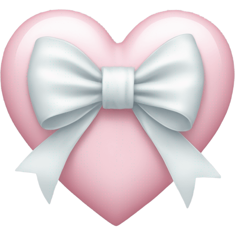 Pastel pink heart with white bow emoji