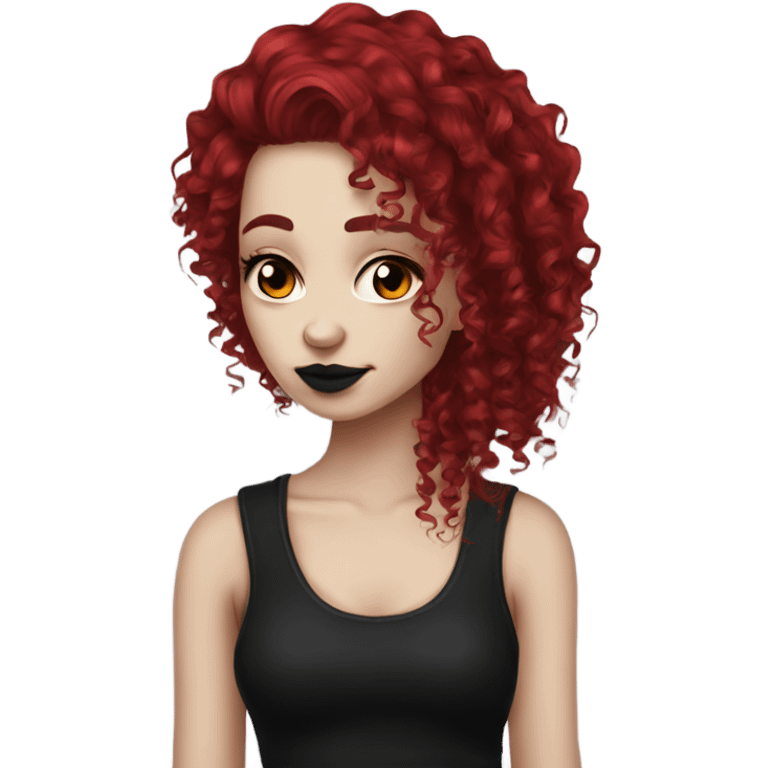 Goth girl red long curly hair emoji