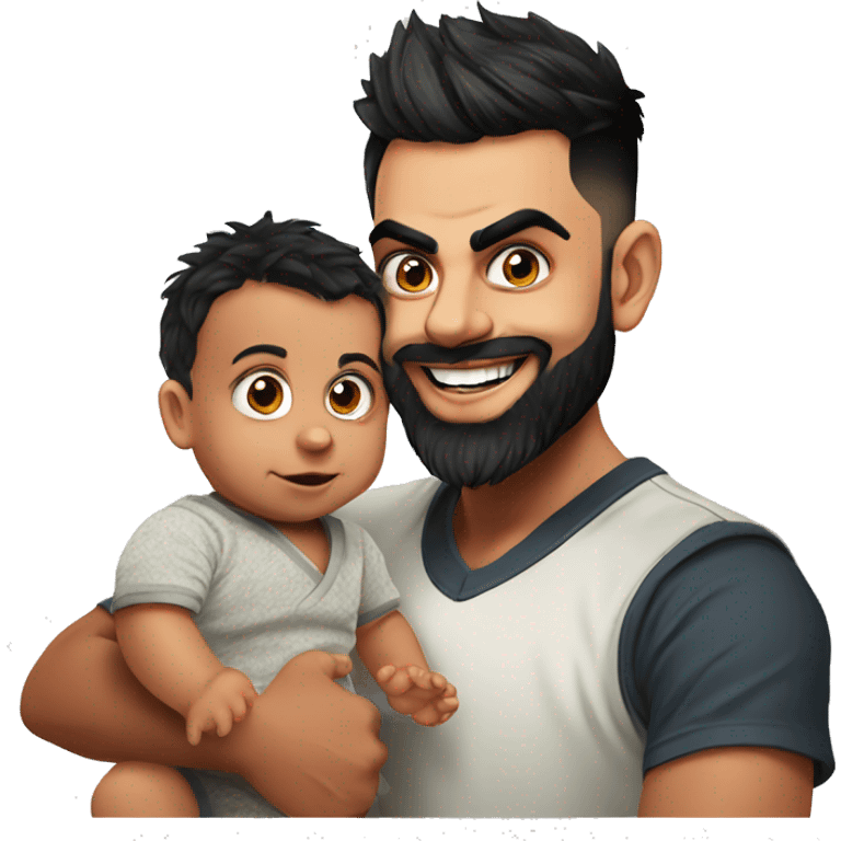 Virat Kohli with his 1 year old baby emoji