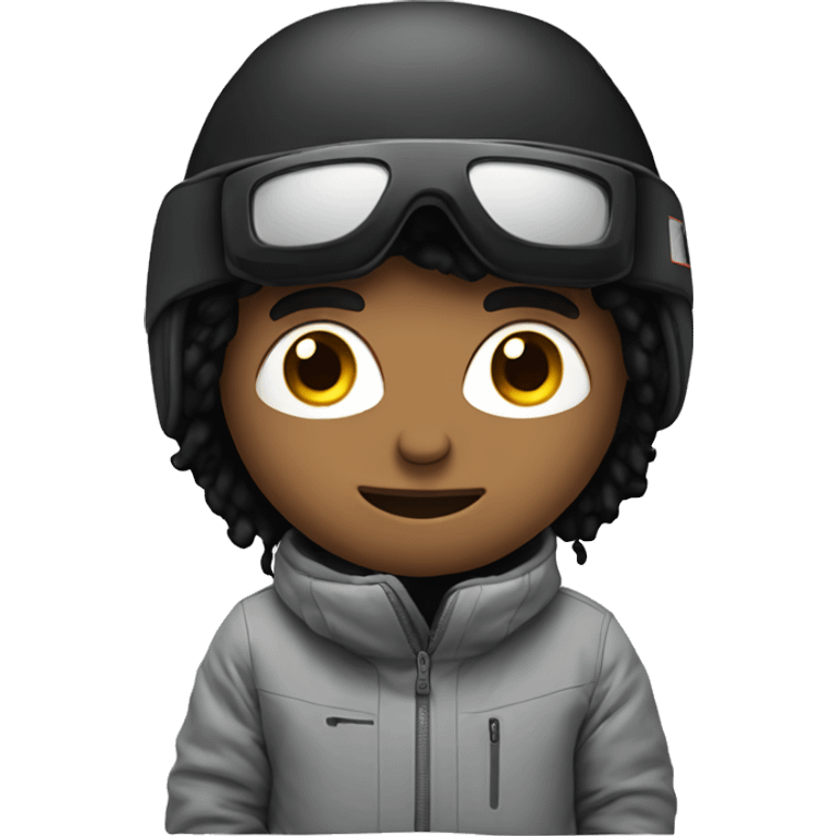 Guy with straight black hair on snowboard emoji