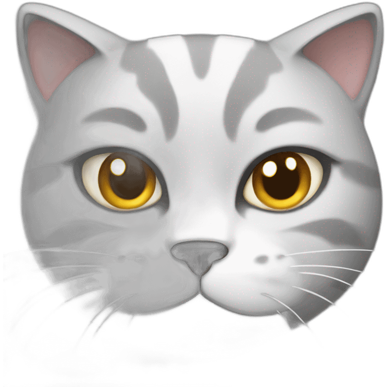 Angry fat light gray and white cat emoji