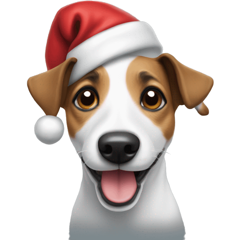 Jack Russel with a Santa hat emoji