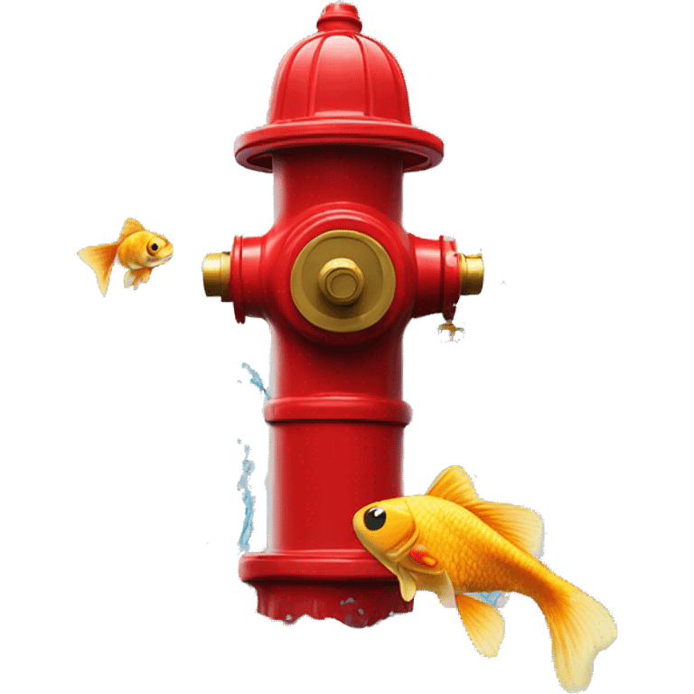 fire hydrant with gold fishes and water emoji