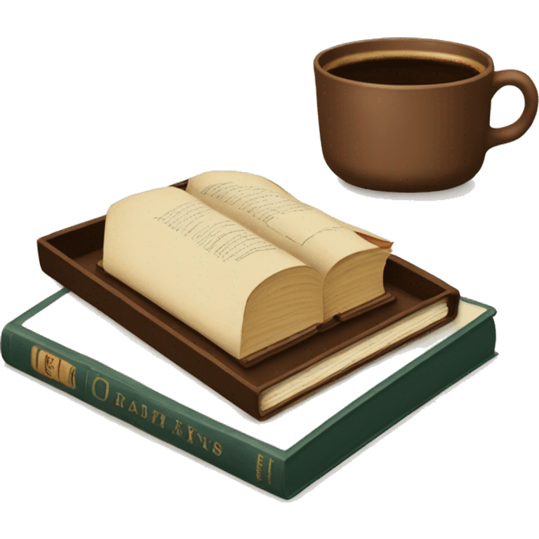 vintage tray with books and coffee  emoji