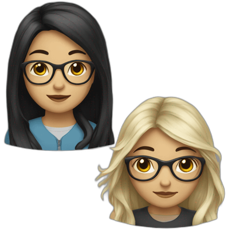 The girl with glasses and long black hair is a programmer emoji