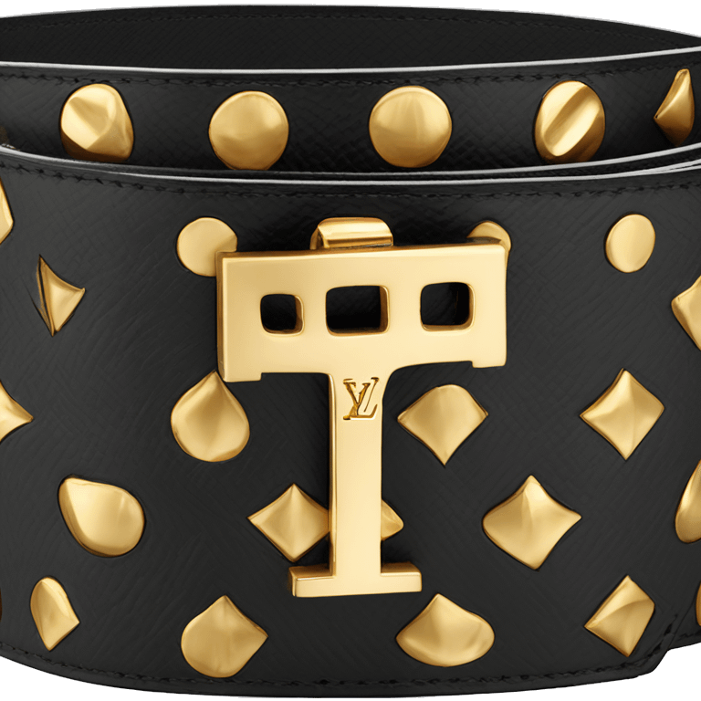 Luxury Black Louis hVuitton belt with Gold buckle emoji