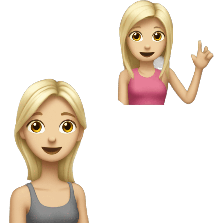 Blonde girl in car picking up brown haired girl, friend emoji