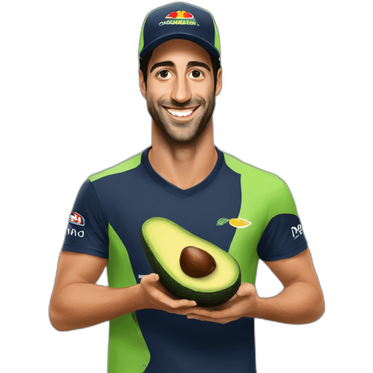 Daniel Ricciardo eating an avocado emoji