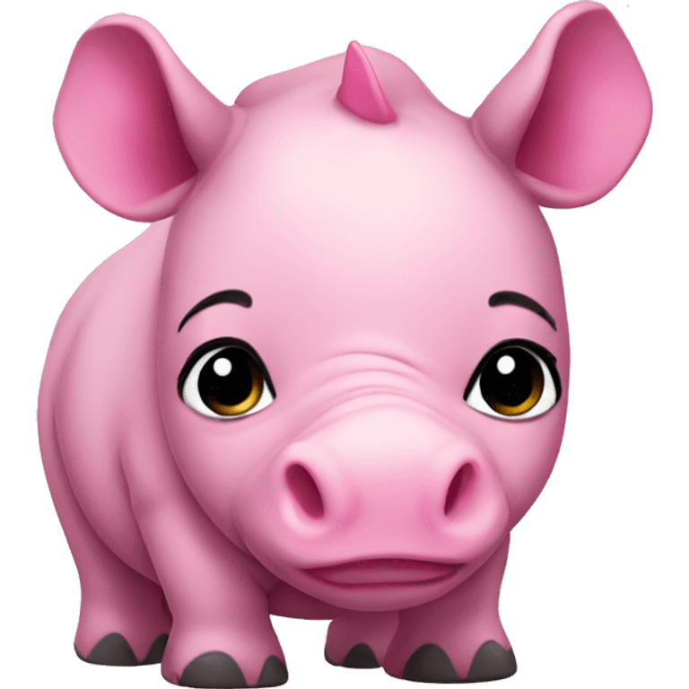 Girly and cute pink rhino emoji